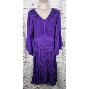 Holy Clothing Purple Embroidered Dress 3X Renaissance Medieval Sleeves Fairy